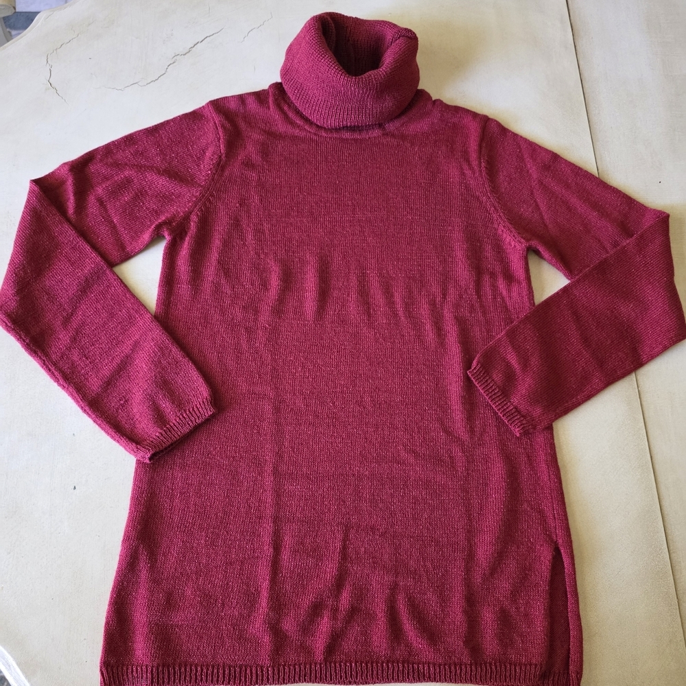 2x$22 Bundle!!  Coldwater Creek  Knit Tunic Sweater Cowl Neck Berry Burgundy PS